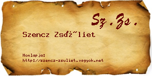 Szencz Zsüliet névjegykártya